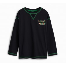 DESIGUAL 24WBTK04-2000 ΠΑΙΔΙΚΗ ΒΑΜΒΑΚΕΡΗ ΜΠΛΟΥΖΑ ΜΑΚΡΥΜΑΝΙΚΗ ΜΕ ΣΤΑΜΠΑ ΑΓΟΡΙ  ΜΑΥΡΗ