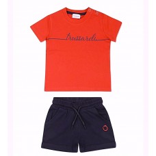 TRUSSARDI TIP25057CJ ΠΑΙΔΙΚΟ ΣΕΤ ΜΠΛΟΥΖΑ ΜΕ ΣΟΡΤΣ ΑΓΟΡΙ  ΚΟΚΚΙΝΟ-ΜΠΛΕ